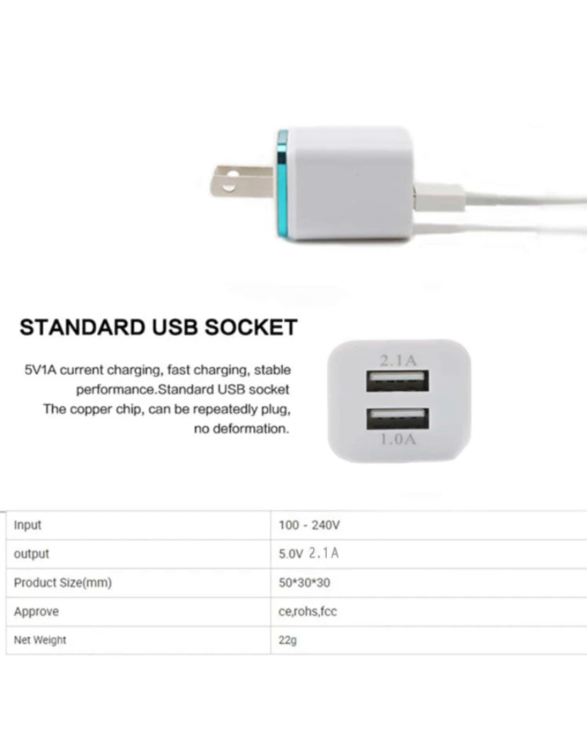 USB Wall Charger Plug Block Cube 2 Port Portable Fast Charger-2